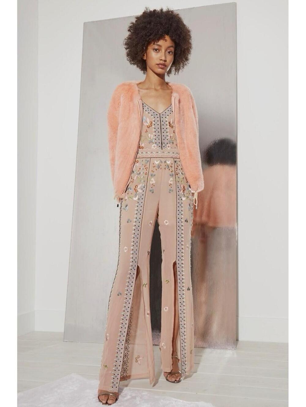 French Connection Women's Jumpsuit W/ Floral Embroidery Size 12 - Wedding Guest